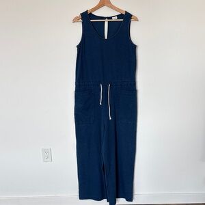 TOAST Sleeveless Scoopneck Drawstring Cotton Jumpsuit Blue XS